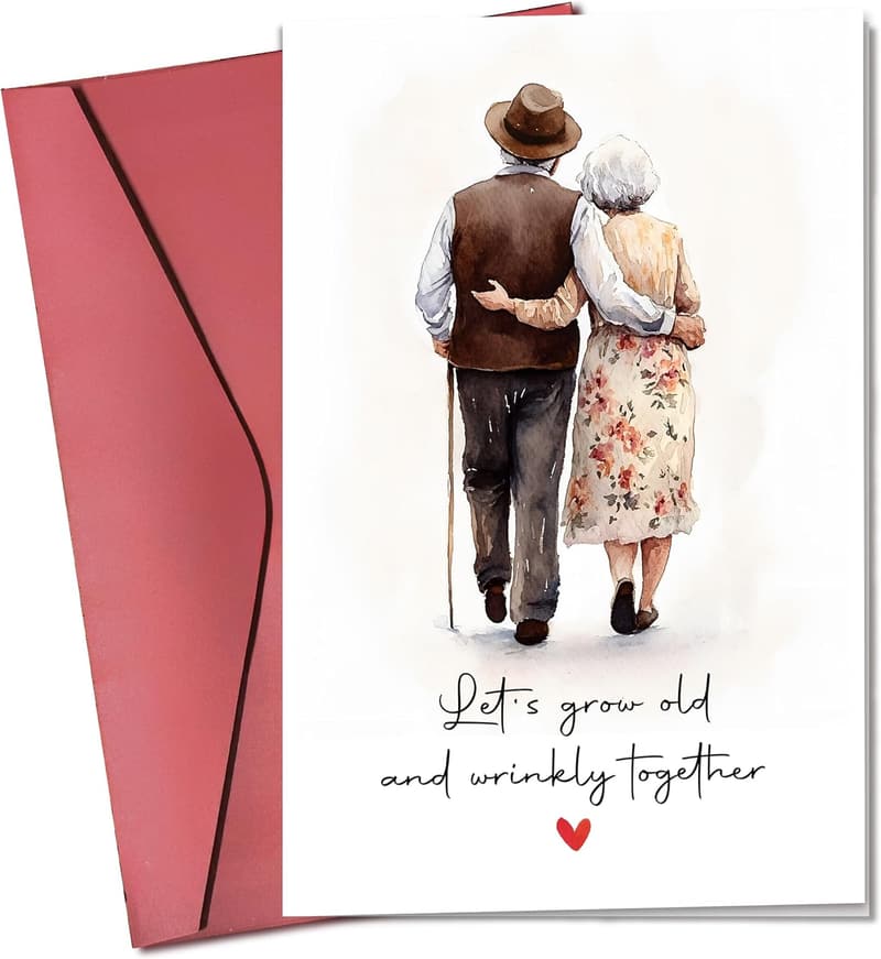 Couples' Anniversary Birthday Card - 5.3''x 8'' Folded with Envelope