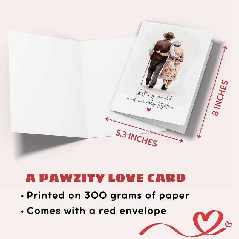 Couples' Anniversary Birthday Card - 5.3''x 8'' Folded with Envelope