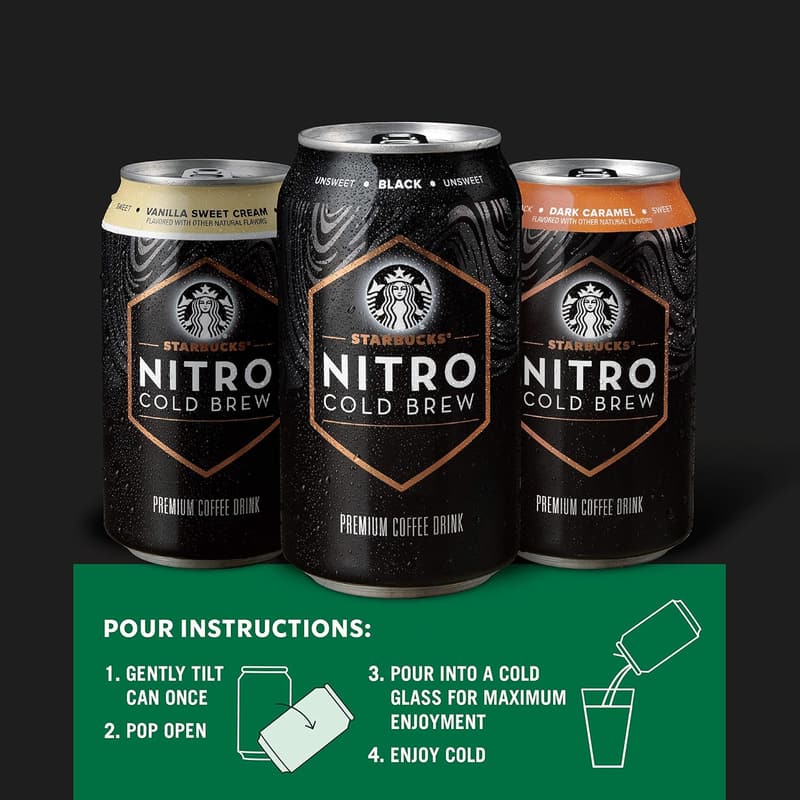Starbucks Nitro Cold Brew Coffee, Unsweetened, 8-Pack