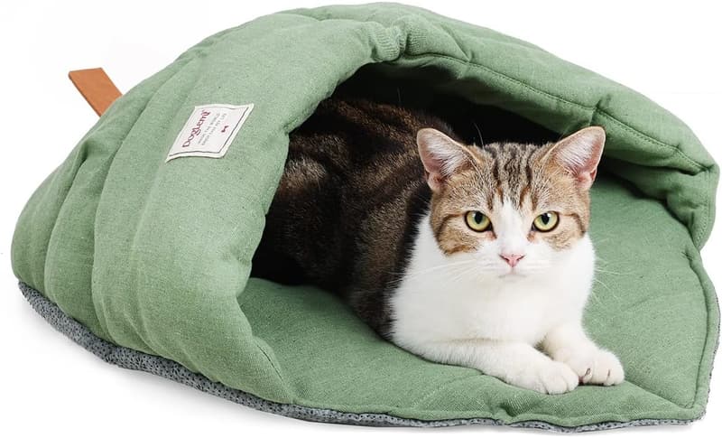 Cozy Washable Cat Sleeping Bag Hideaway Bed for Indoor Cats