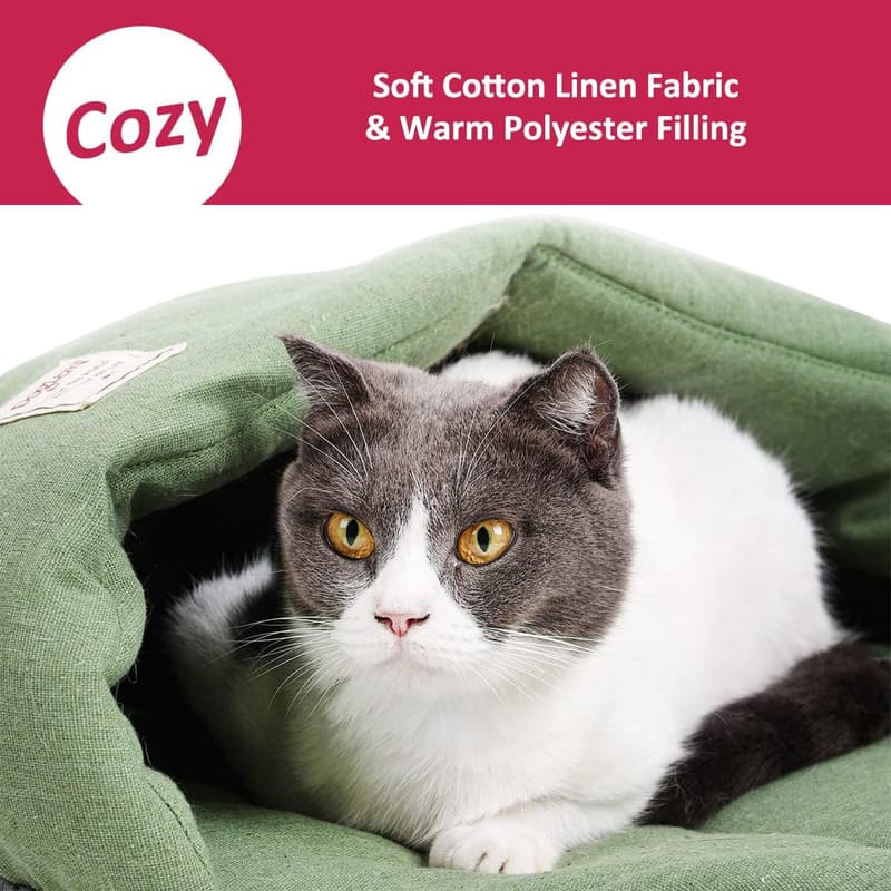 Cozy Washable Cat Sleeping Bag Hideaway Bed for Indoor Cats