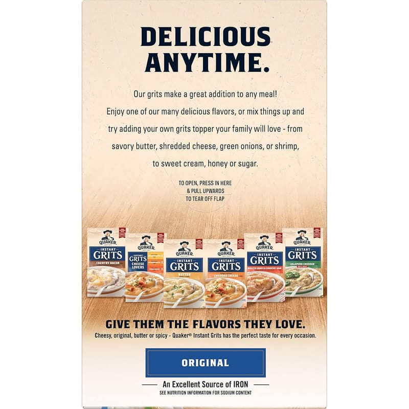 Quaker Instant Grits, Original, 10 Pack (0.98oz Packets)