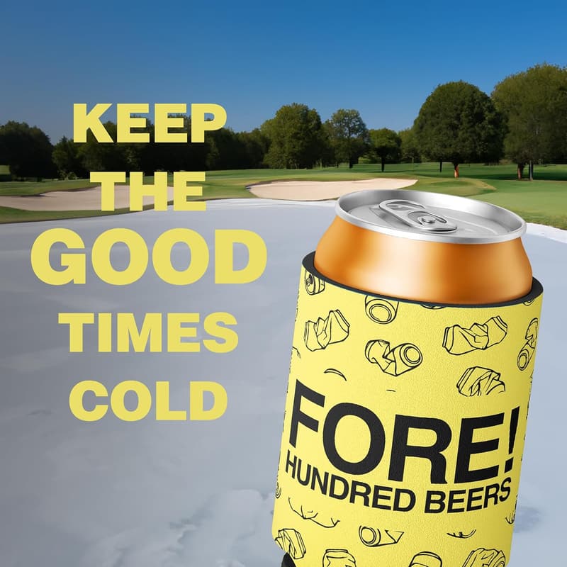 Funny Golf Can Cooler Set - 6 Neoprene Coolers for Golfers