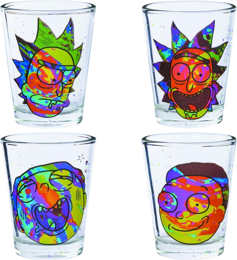 Rick and Morty Colorful Abstract Mini Glass Set - 4 Pack