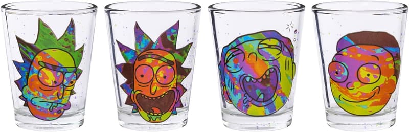 Rick and Morty Colorful Abstract Mini Glass Set - 4 Pack