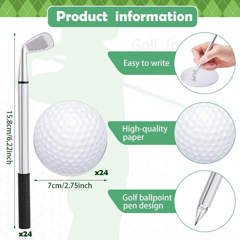 Golf Party Favors: 24 Pack Golf Ballpoint Pens & Sticky Notes
