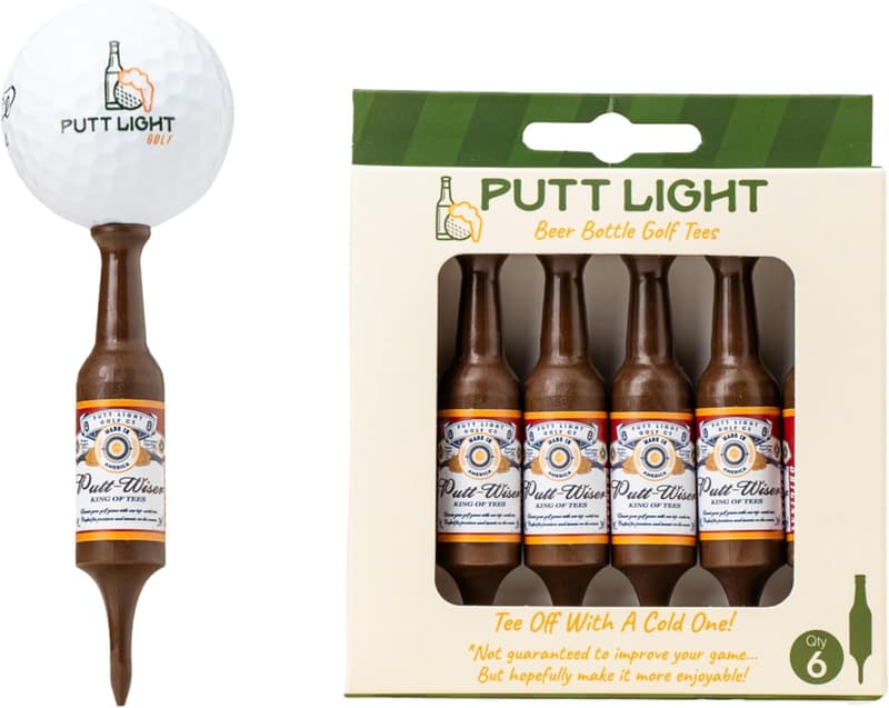Virtually Unbreakable Beer Bottle Golf Tees - 6 Pack Gift for Golfers