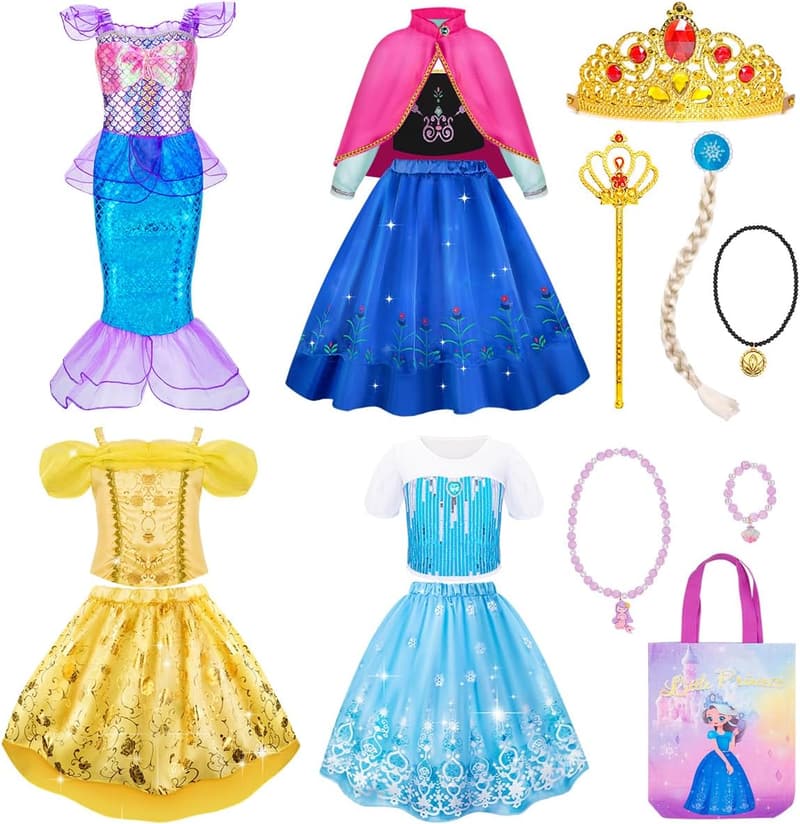 Girls' Princess Dress-Up Set with Accessories for Pretend Play