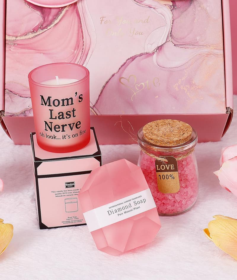 Spa Gift Basket with Tumbler & Candle Set for Mom