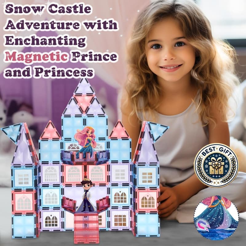 Princess Magnetic Building Tiles for Girls Ages 3-8
