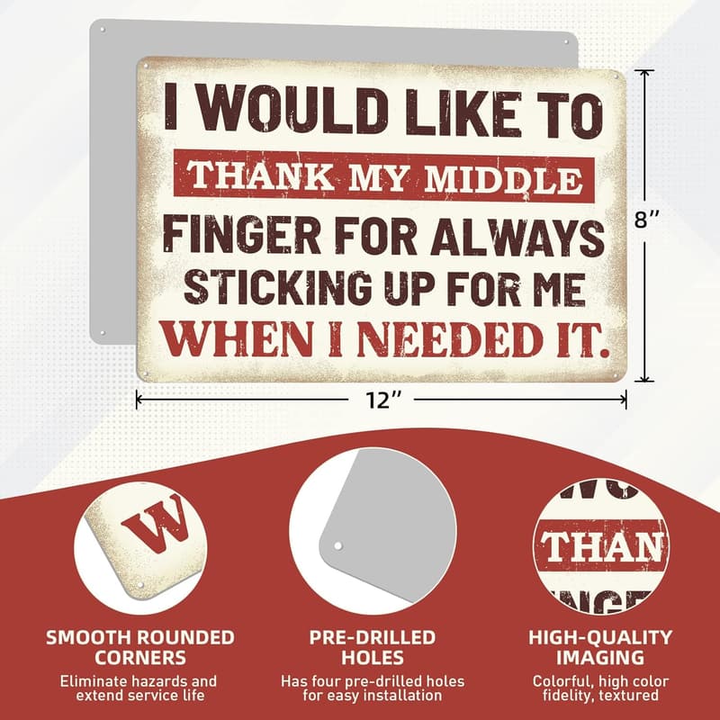Funny Tin Bar Sign for Man Cave Decor - 12x8 Inch Aluminum