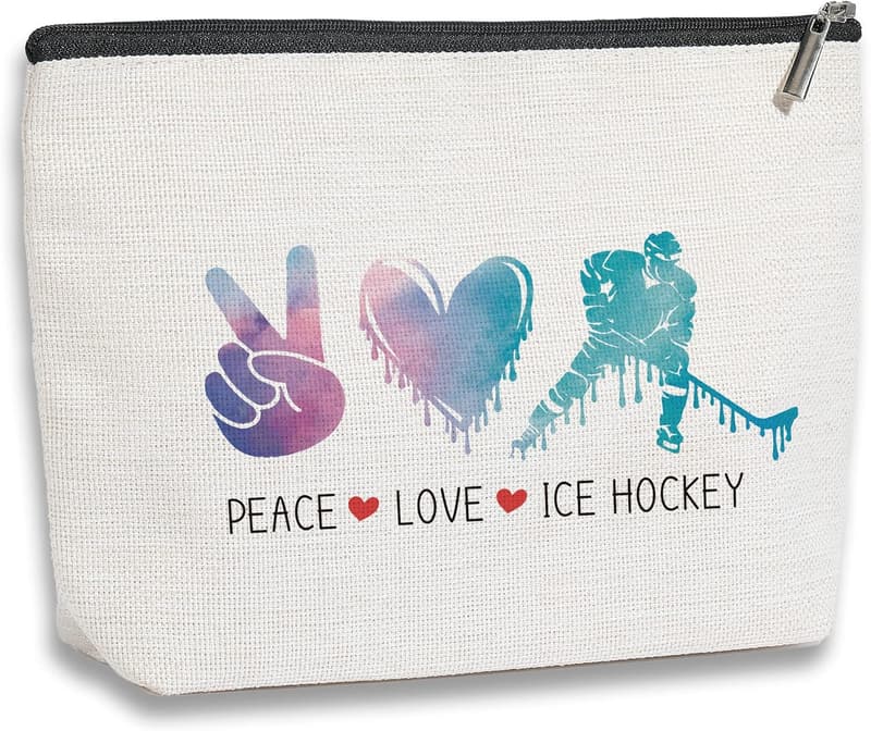 Inspirational Ice Hockey Makeup Bag for Women Athletes