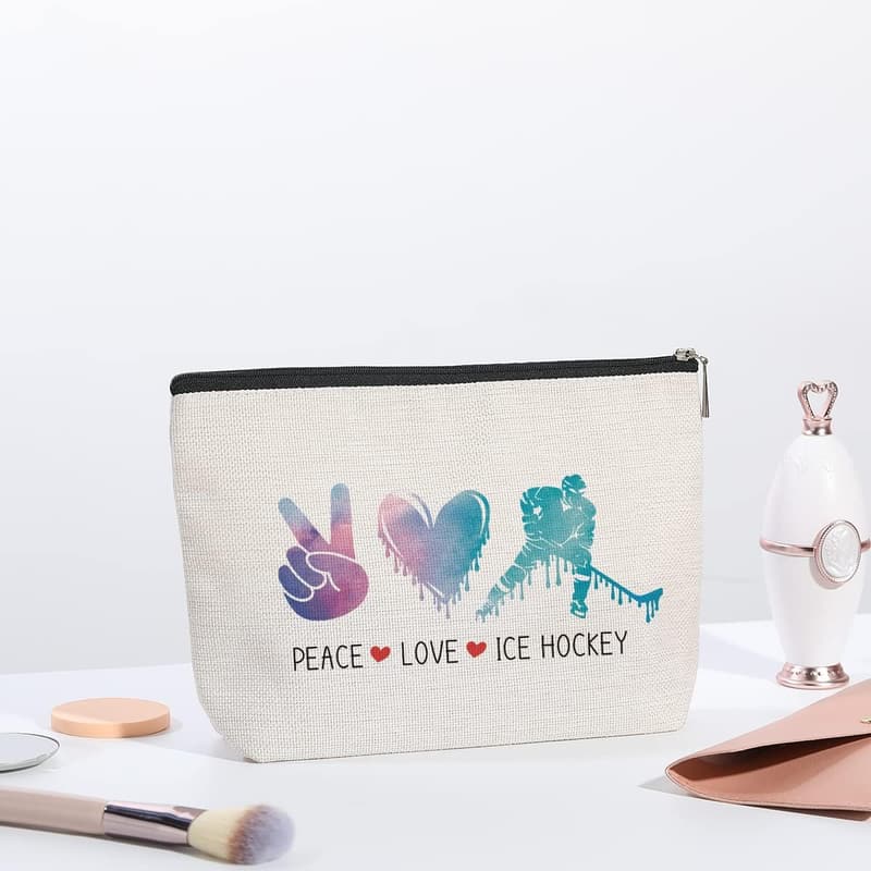 Inspirational Ice Hockey Makeup Bag for Women Athletes