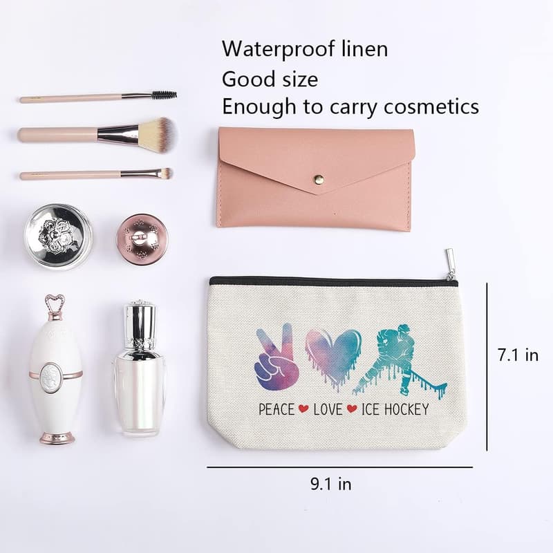 Inspirational Ice Hockey Makeup Bag for Women Athletes