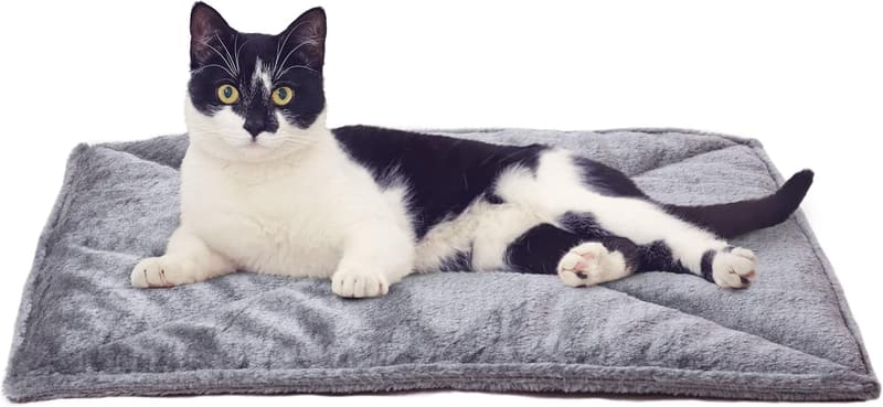 Self-Warming Pet Bed for Cats & Small Dogs – Gray Faux Fur