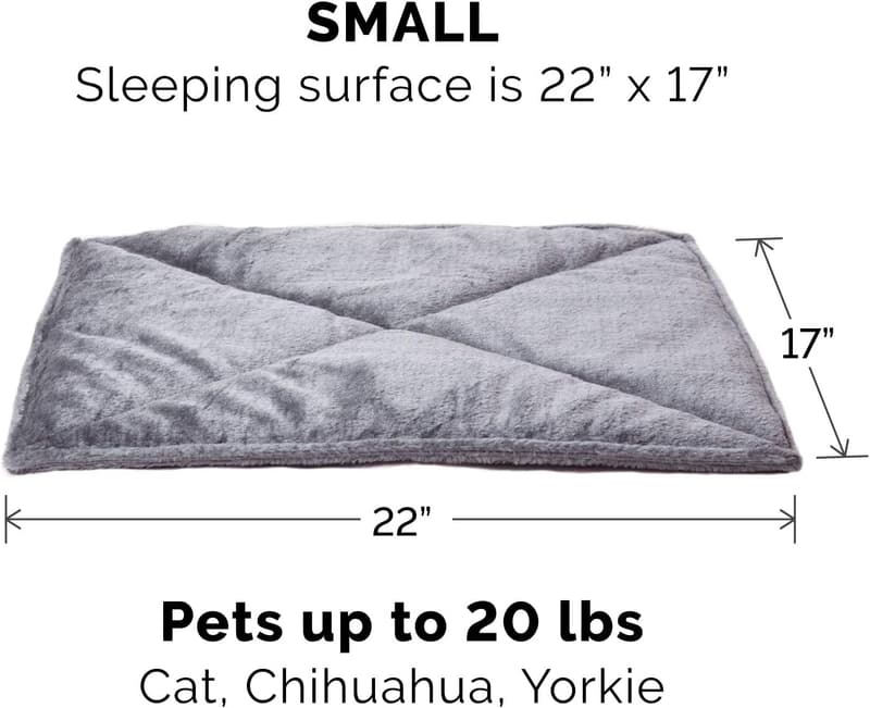 Self-Warming Pet Bed for Cats & Small Dogs – Gray Faux Fur