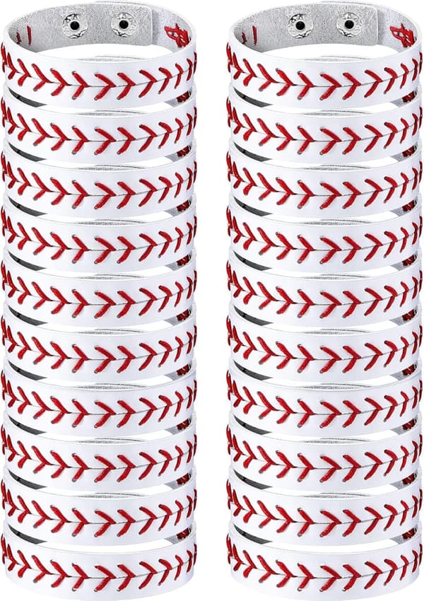 Unisex Genuine Leather Baseball Bracelet - Ideal Gift for Sports Teams