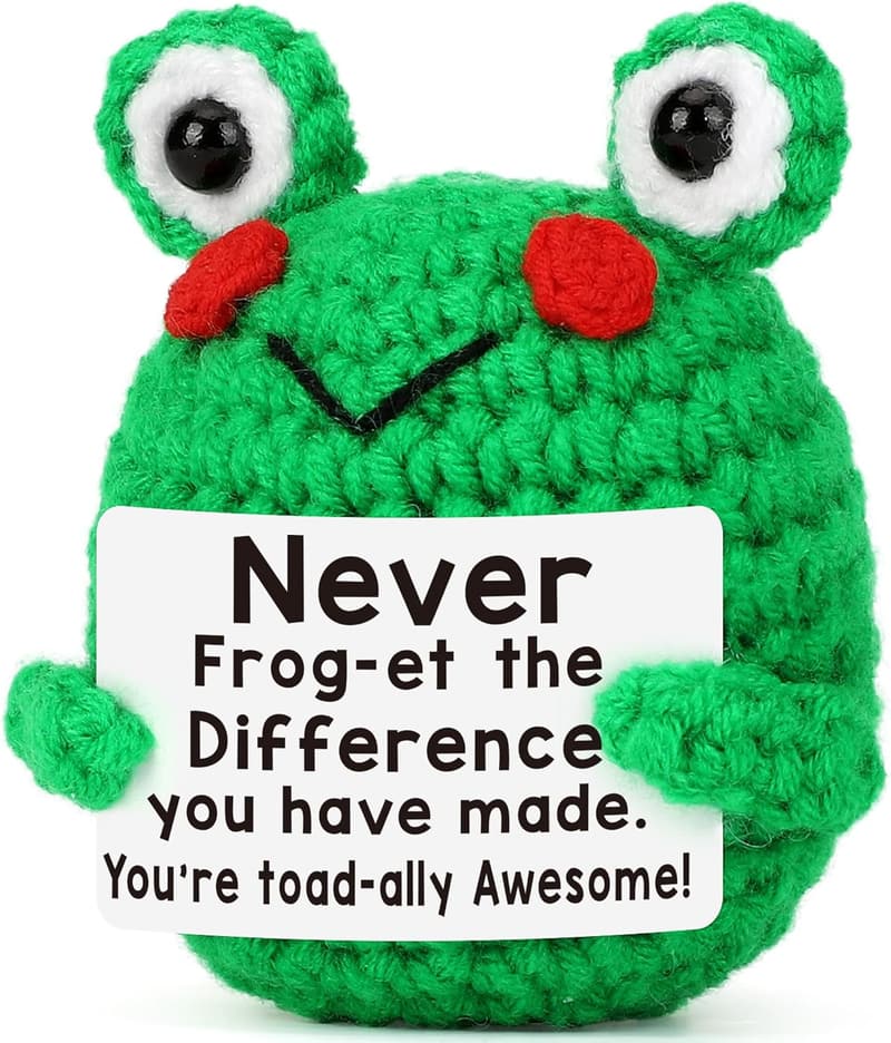 Teacher Appreciation Mini Positive Crochet Frog Gift for Women