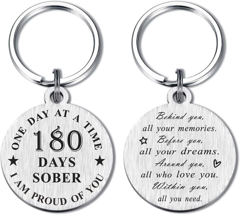 Sober Keychain for Recovery - AA Token Gift for Men & Women