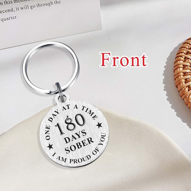 Sober Keychain for Recovery - AA Token Gift for Men & Women