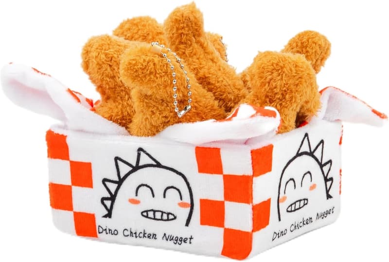 Dinosaur Nugget Plush Set with Organizer – 6 Soft Stuffed Toys