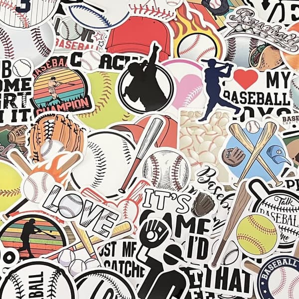 Baseball Stickers – 50 Waterproof Vinyl Decals for Kids & Teens