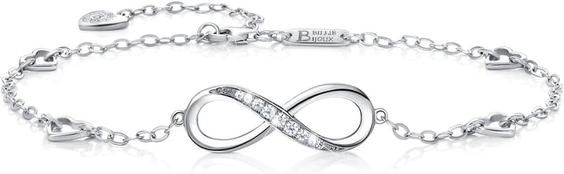 Infinity Charm 925 Sterling Silver Adjustable Anklet for Women