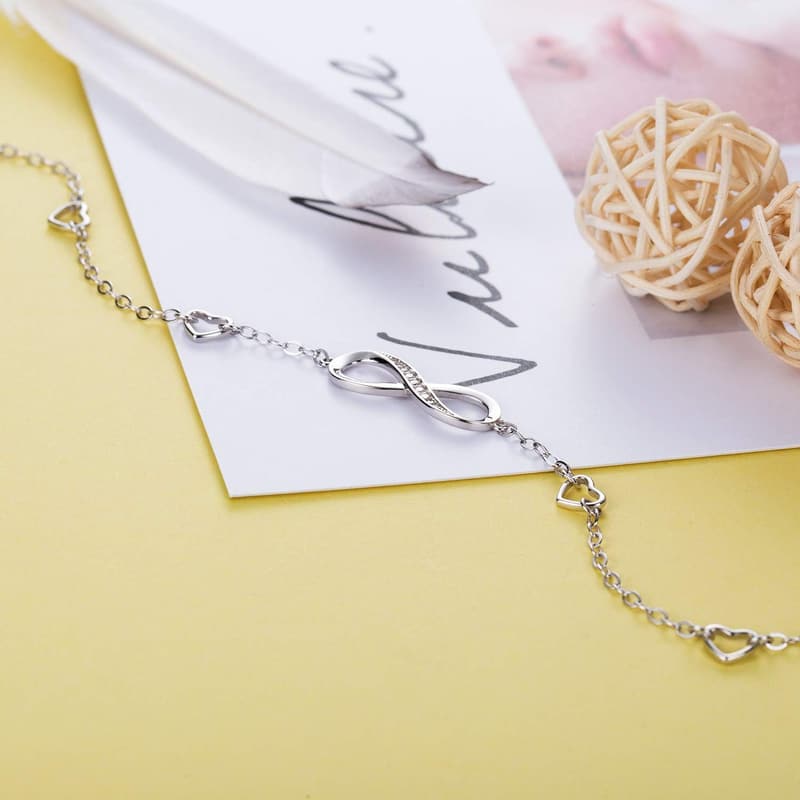 Infinity Charm 925 Sterling Silver Adjustable Anklet for Women