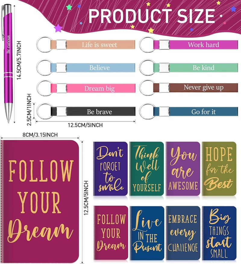 Inspirational Gift Set: 48 Notepads, Pens & Keychains