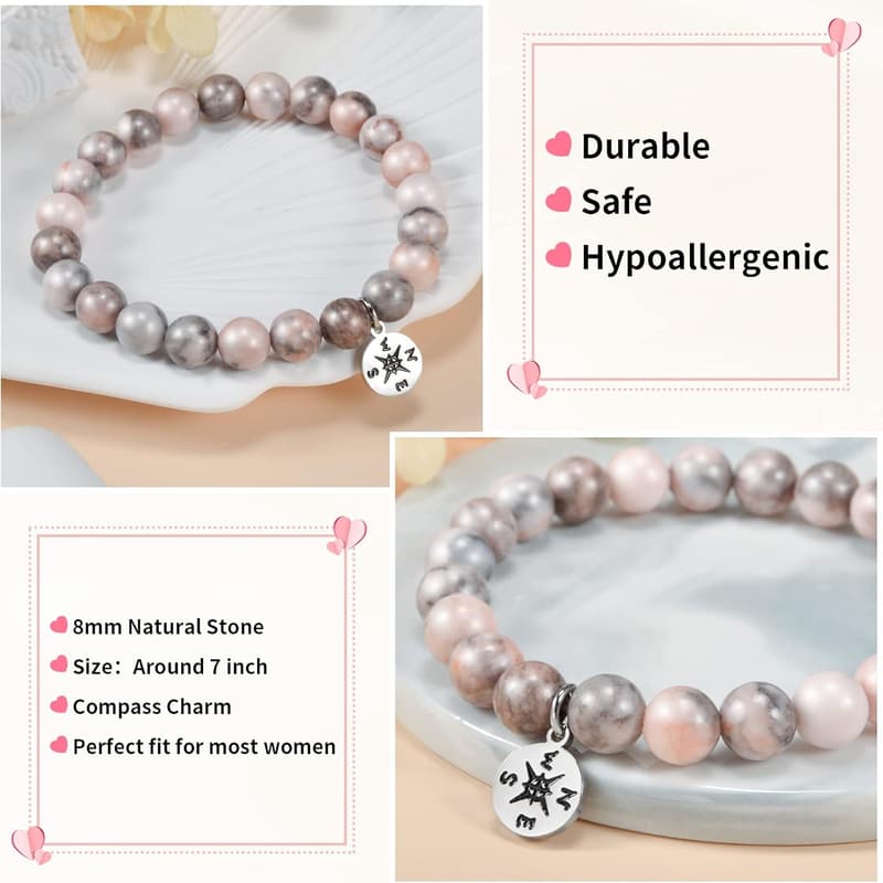 Teacher Appreciation Gift: Natural Stone Bracelet for Women