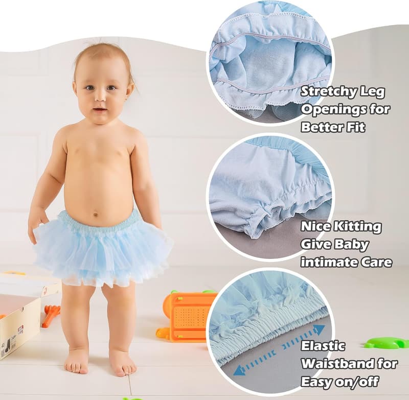 Baby Girl's Soft Tulle Tutu Skirt with Diaper Cover