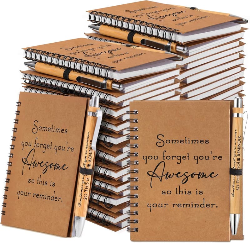 Inspirational Journals with Bamboo Pens - Teacher Gift Set