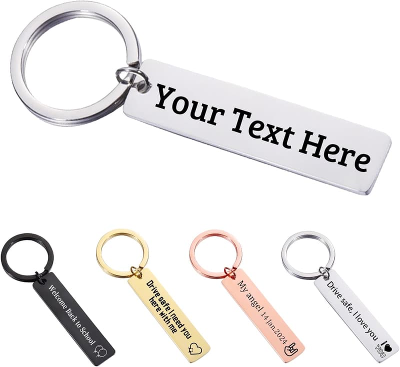Personalized Stainless Steel Double-Sided Keychain for Men & Women