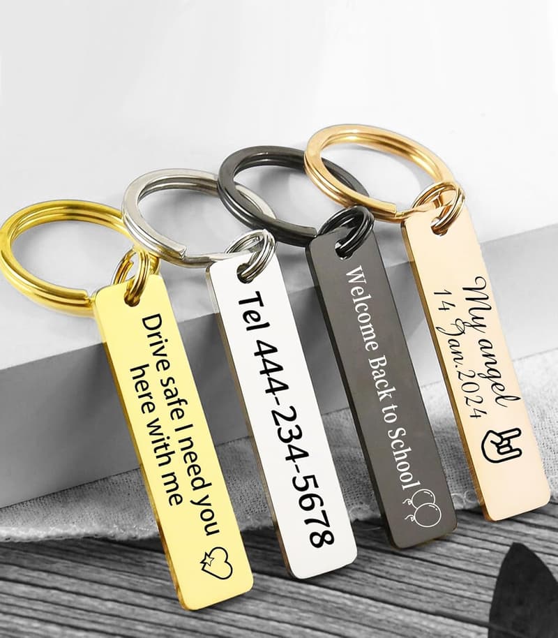 Personalized Stainless Steel Double-Sided Keychain for Men & Women