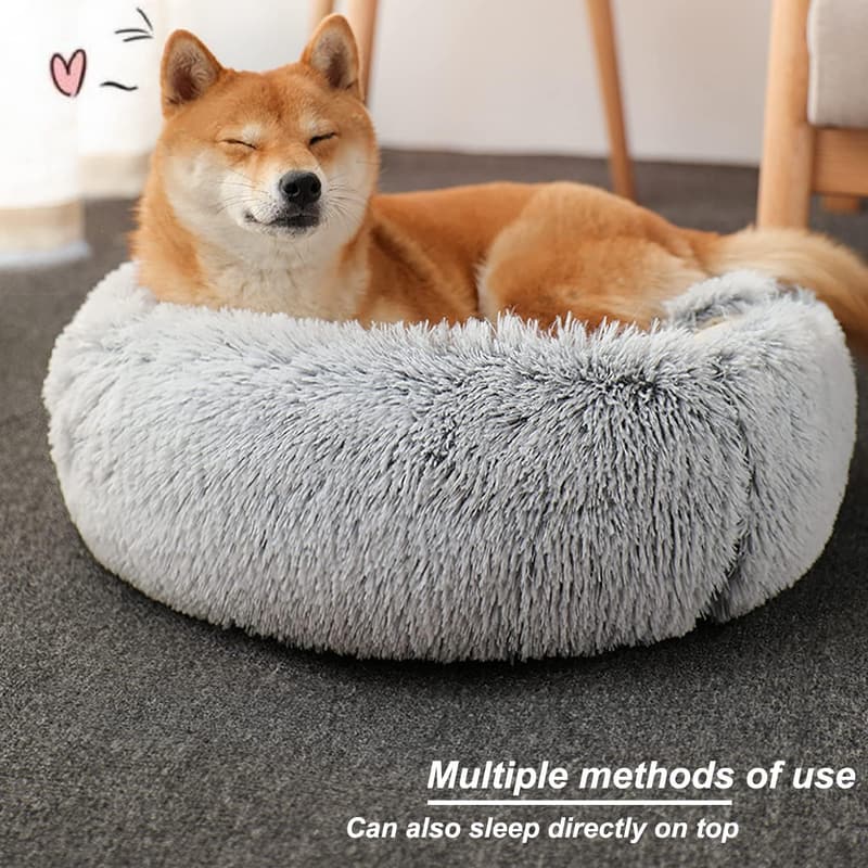 Hooded Cat Bed for Indoor Pets - Washable Plush Nest (Gray)