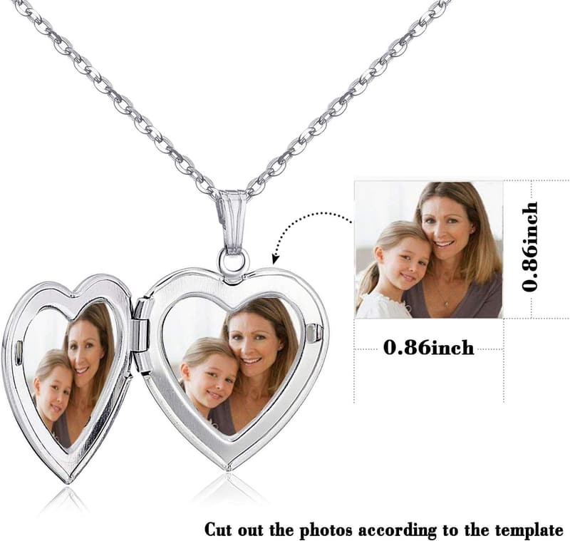 Heart-Shaped Butterfly Photo Locket Necklace with Initials