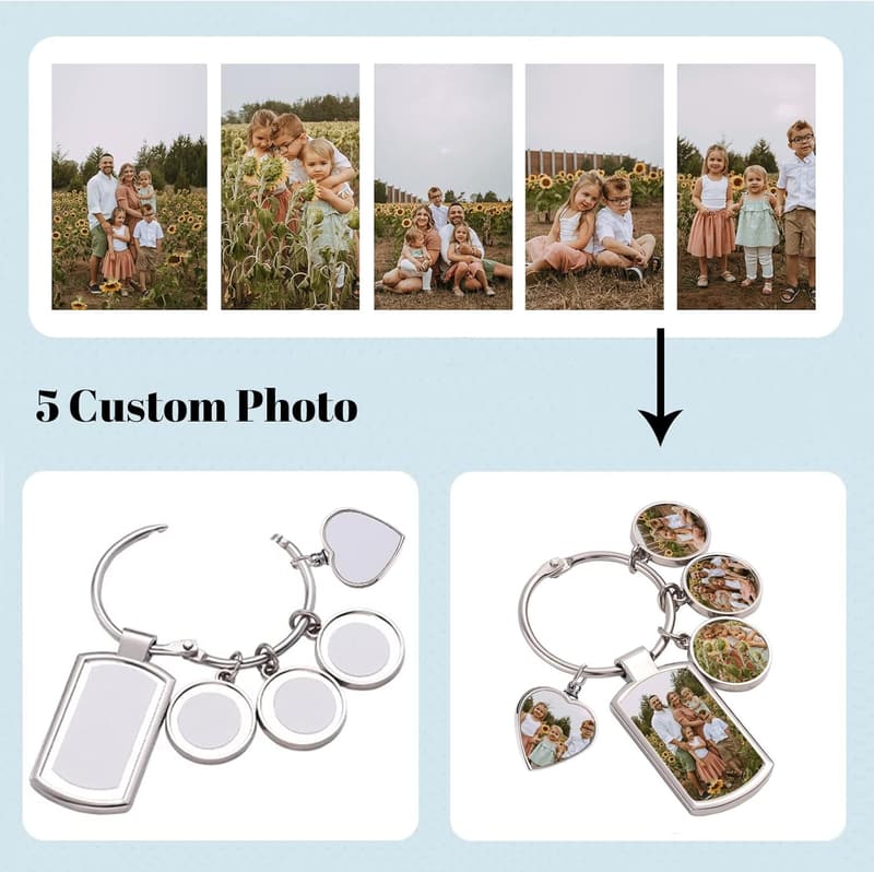 Personalized Photo Keychain - Custom Wedding & Birthday Gift