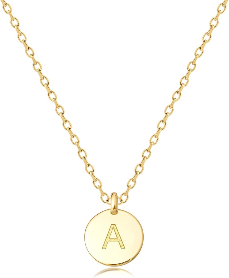 Personalized Double-Sided Initial Disc Necklace for Her