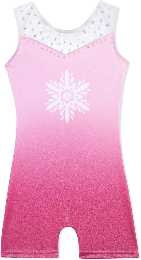 Girls' Sparkle Snowflake Gymnastics Leotard Unitard
