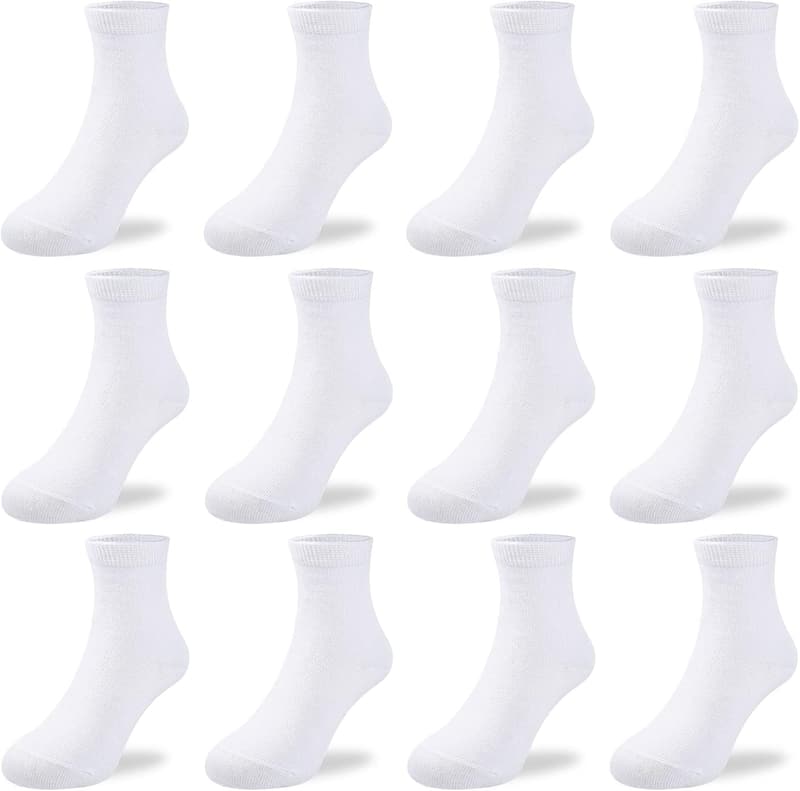 Kids' Athletic Crew Socks - 12 Pairs for Boys & Girls