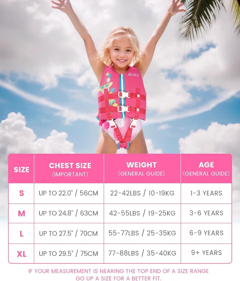 Kids Neoprene Swim Vest with Adjustable Safety Straps