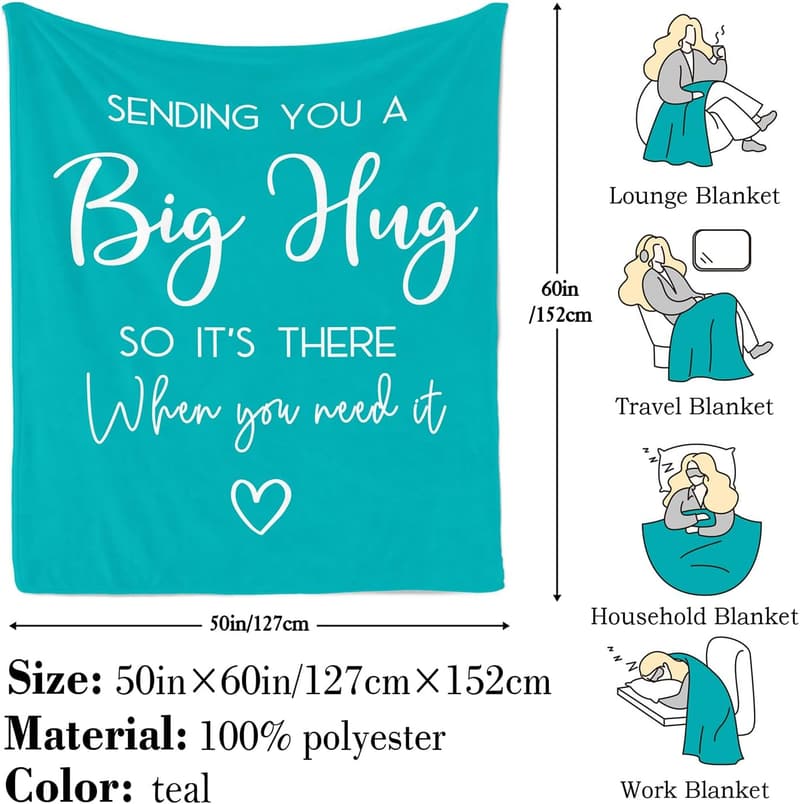 Inspirational Teal Hug Blanket for Women - 60x50in Gift
