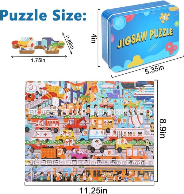 Educational 100-Piece Jigsaw Puzzles for Kids Ages 4-8