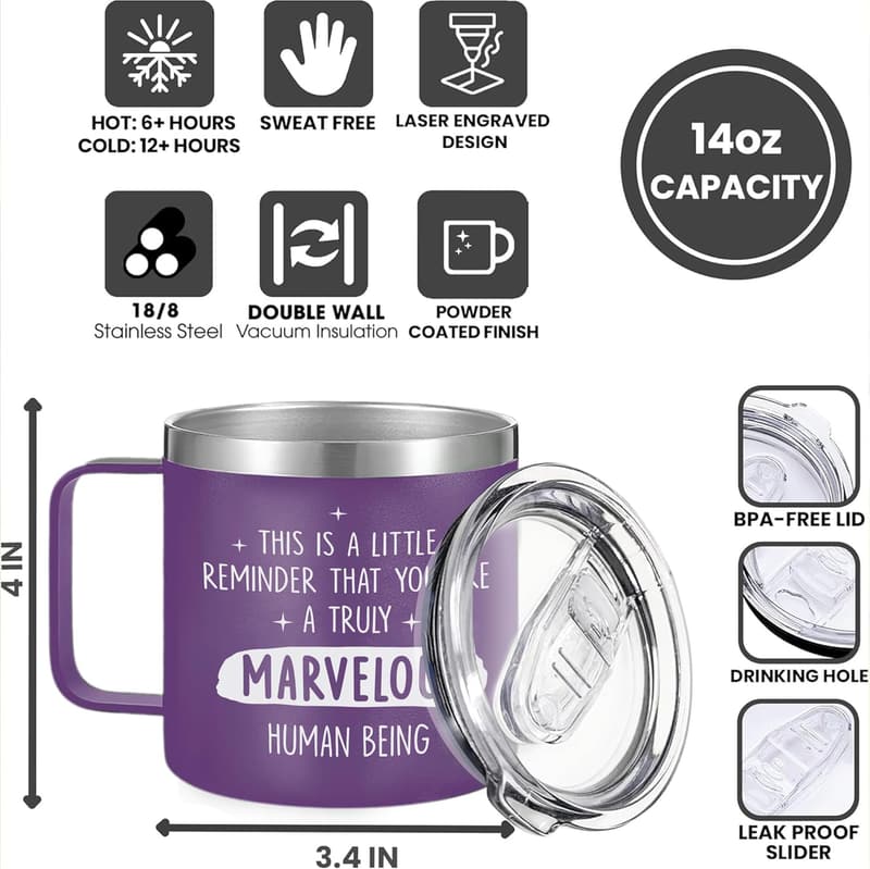 Thank You Insulated Coffee Tumbler - 14oz Gift for Her & Him