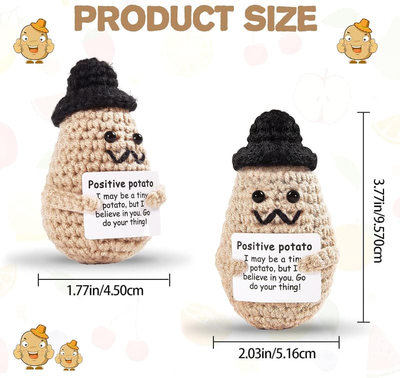 Handmade Positive Potato Doll with Support Card - Cheer Up Gift