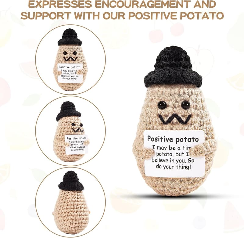 Handmade Positive Potato Doll with Support Card - Cheer Up Gift