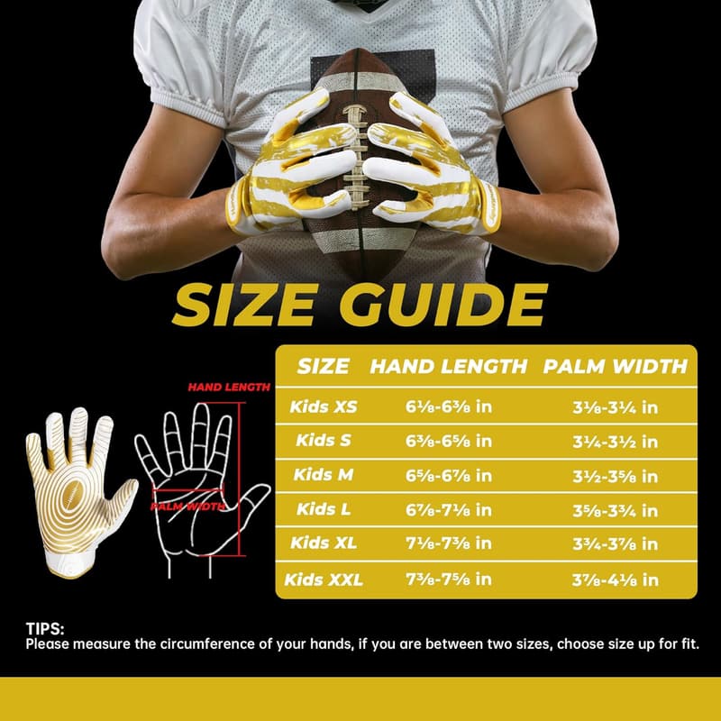 Youth Football Gloves for Kids – Sticky Wide Receiver Design