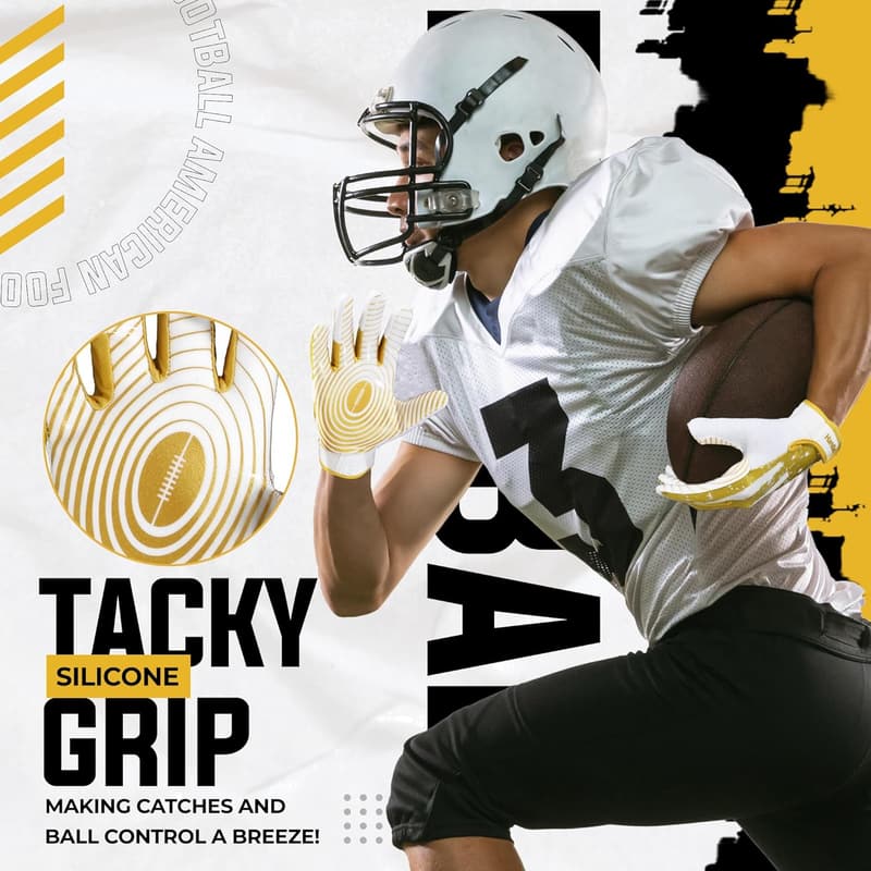 Youth Football Gloves for Kids – Sticky Wide Receiver Design