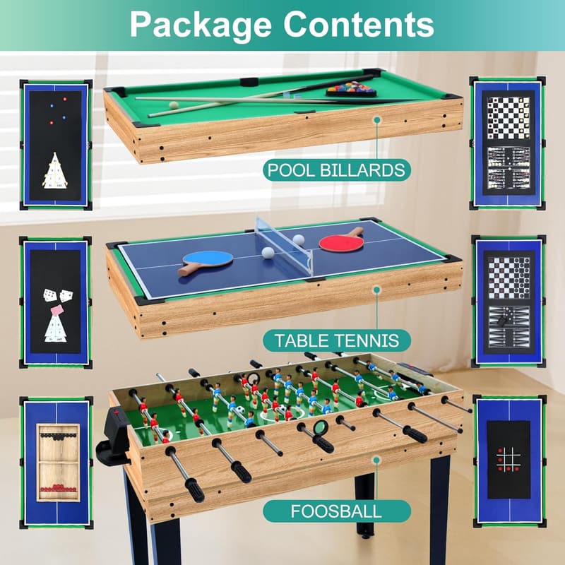 12-in-1 Game Table for Family Game Nights & Game Rooms