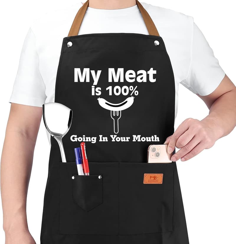Chef Apron with Pockets - Fun Gift for Men, Husband, Birthday, Anniversary